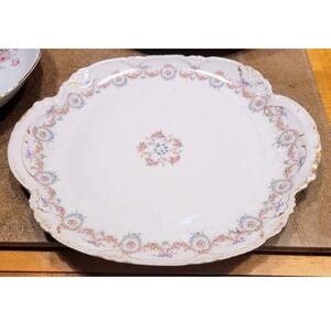 Theodore Haviland Limoges France Oval Serving Platter Floral Ribbon Gilt Gold
